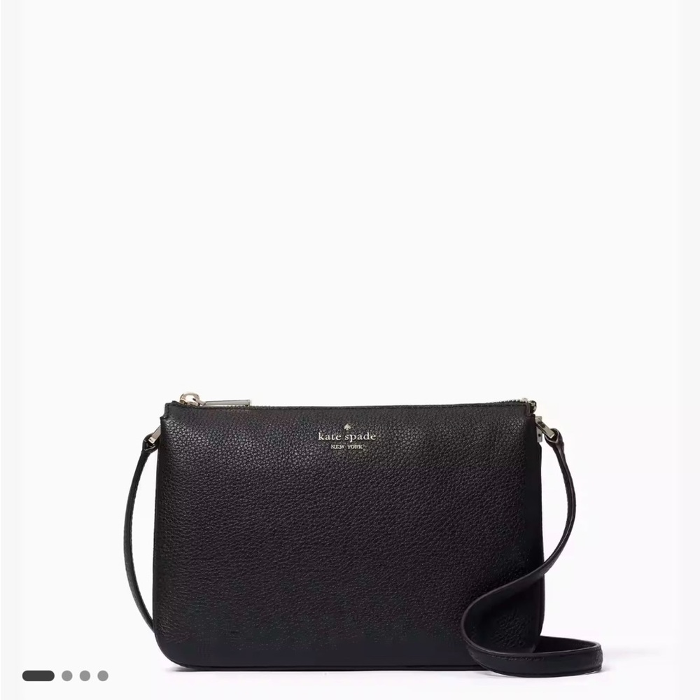 Black Kate Spade pebbled leather crossbody Leila Triple Gusset